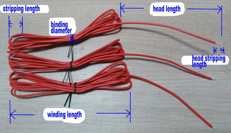 全自動電源コードケーブル切断ストリッピング巻線結束機WPM-CRT-03M、ケーブルカットストリップ巻線結束機、自動カットストリップ結束機、電源コードケーブル結束機のサンプル