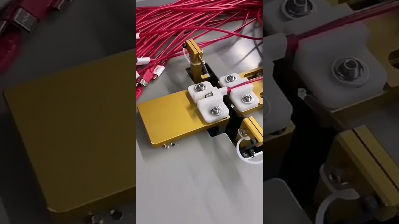 USBデータケーブル自動製造機 10ステーション | Type-Cプラグ自動接着・ケース圧入機
